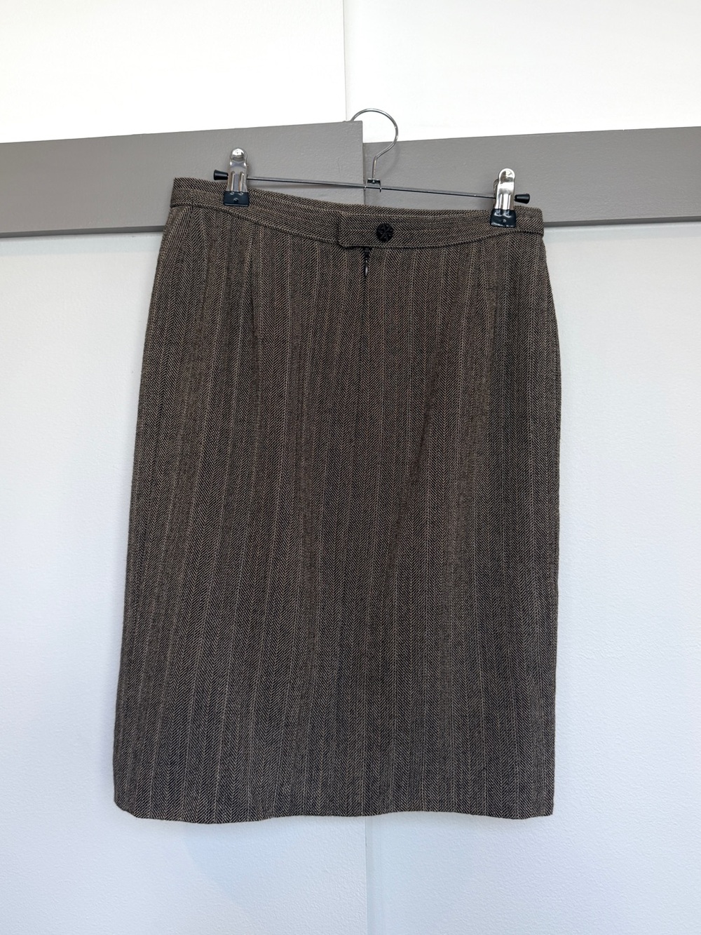Vintage Christian Lacroix Paris 100% Wool Herringbone Skirt 🇫🇷